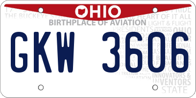 OH license plate GKW3606