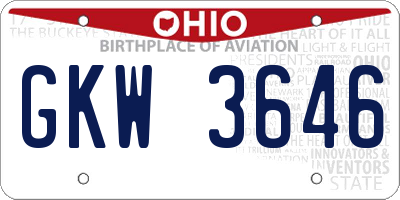 OH license plate GKW3646