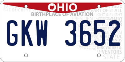 OH license plate GKW3652