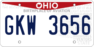 OH license plate GKW3656