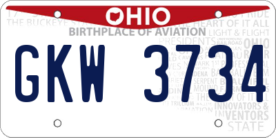 OH license plate GKW3734