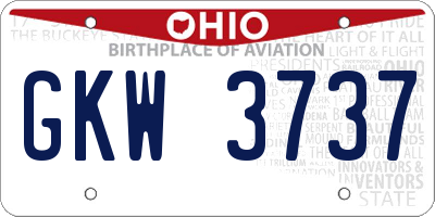 OH license plate GKW3737
