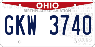 OH license plate GKW3740