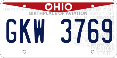 OH license plate GKW3769