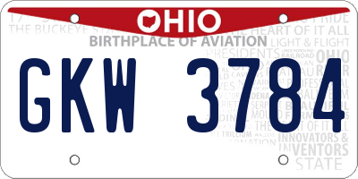 OH license plate GKW3784