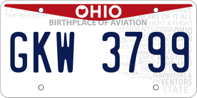 OH license plate GKW3799