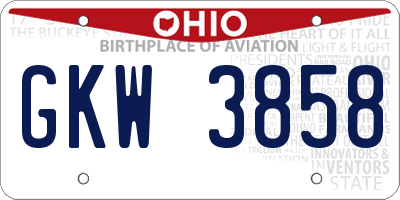OH license plate GKW3858