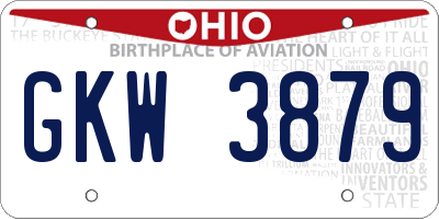 OH license plate GKW3879