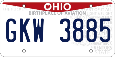 OH license plate GKW3885