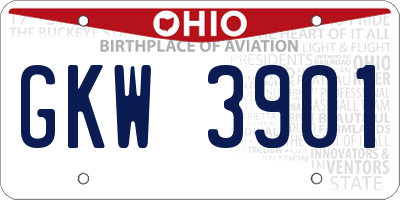 OH license plate GKW3901