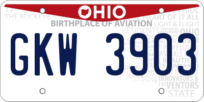 OH license plate GKW3903