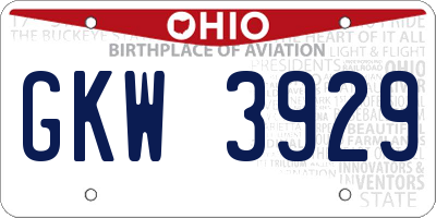 OH license plate GKW3929