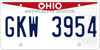 OH license plate GKW3954