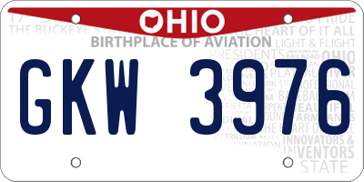 OH license plate GKW3976