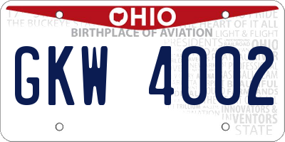 OH license plate GKW4002