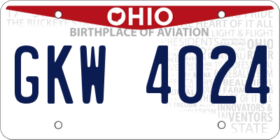 OH license plate GKW4024