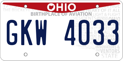 OH license plate GKW4033