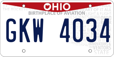 OH license plate GKW4034