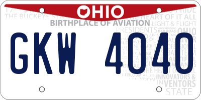 OH license plate GKW4040
