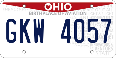 OH license plate GKW4057