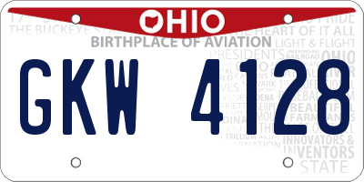 OH license plate GKW4128