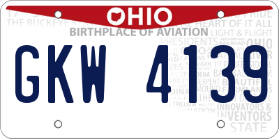 OH license plate GKW4139