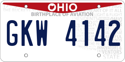 OH license plate GKW4142