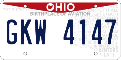 OH license plate GKW4147