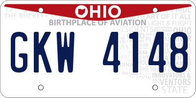 OH license plate GKW4148