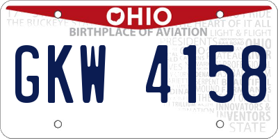 OH license plate GKW4158