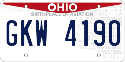 OH license plate GKW4190