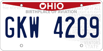 OH license plate GKW4209