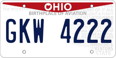 OH license plate GKW4222