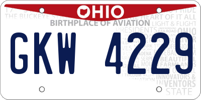OH license plate GKW4229
