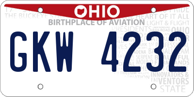 OH license plate GKW4232