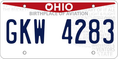 OH license plate GKW4283