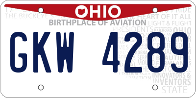 OH license plate GKW4289