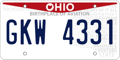 OH license plate GKW4331