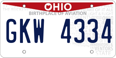 OH license plate GKW4334