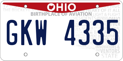 OH license plate GKW4335