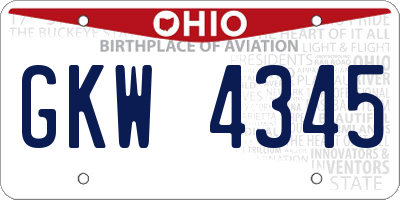 OH license plate GKW4345