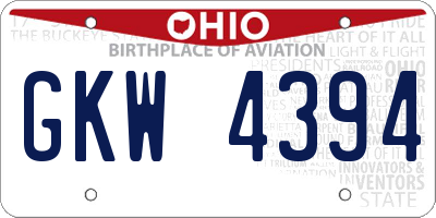 OH license plate GKW4394