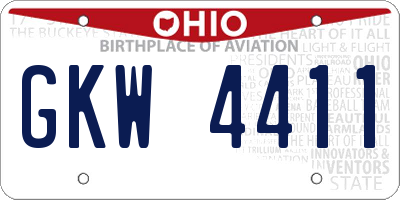 OH license plate GKW4411