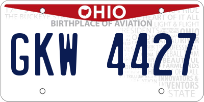 OH license plate GKW4427