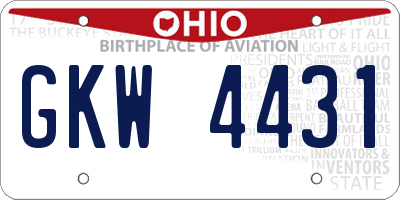 OH license plate GKW4431