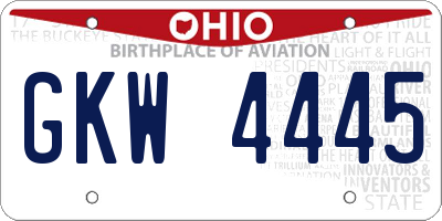 OH license plate GKW4445