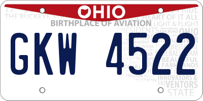OH license plate GKW4522