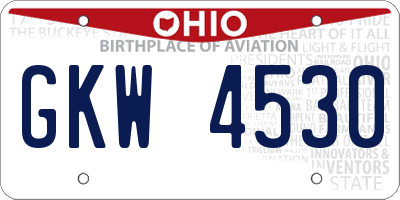 OH license plate GKW4530