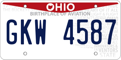 OH license plate GKW4587