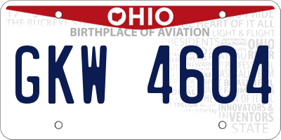 OH license plate GKW4604